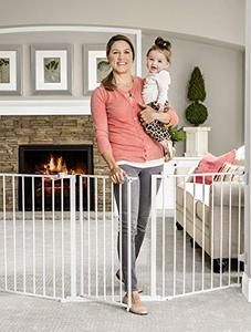 lot 5163 image: Regalo 76 Inch Super Wide Configurable Baby Gate, 3-Panel, Includes Wall Mounts and Hardware