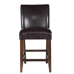 lot 5165 image: HomePop Parsons Leatherette Counter Height Chair 24-inch, Brown Faux Leather
