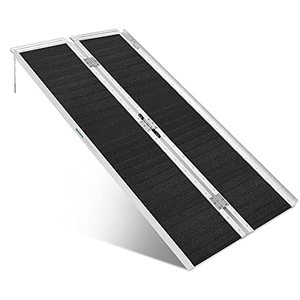 lot 5188 image: ORFORD Non Skid Wheelchair Ramp 5FT, Suitcase Threshold Ramp with an Applied Slip-Resistant Surface, Portable Aluminum Foldable Mobility Scooter Ramp, for Home, Steps, Stairs, Doorways, Curbs