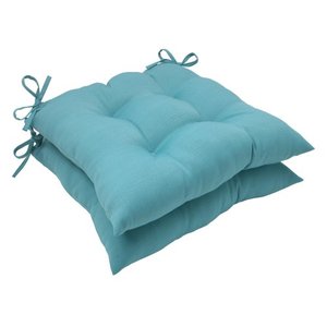 lot 5202 image: Pillow Perfect 507071 OutdoorIndoor Forsyth -Pool Tufted Seat Cushions (Square Back), 19 x 18.5, Turquoise, 2 Pack