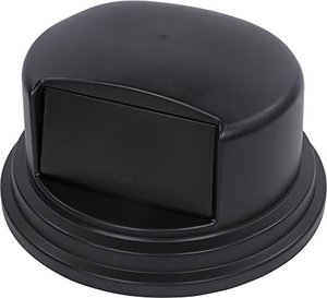 lot 6115 image: Carlisle 34105703 Bronco Polyethylene Dome Lid, 27-14 Diameter x 14-12 Height, Black, For 55 Gallon Trash Containers