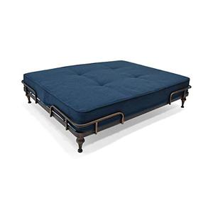 lot 6118 image: Christopher Knight Home Elvis Industrial Pet Bed, Navy Blue and Brushed Gold