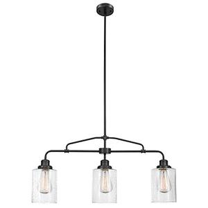 lot 6135 image: Globe Electric 60490 Annecy Pendant, Dark Bronze with Seeded Glass