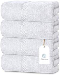 lot 6157 image: Luxury White Bath Towels Large - 700 GSM Circlet Egyptian Cotton  Absorbent Hotel Bathroom Towel  27x54 Inch  Set of 4