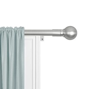 lot 6181 image: MAYTEX Smart Rods No Measuring Easy Install 1 Window Drapery Curtain Rod with Ball Finial, 18 inch - 48 inch, Brushed Nickel
