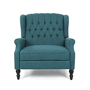 lot 6183 image: Christopher Knight Home Salome Push Back Recliner, Teal, Dark Brown