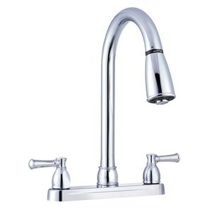 lot 6187 image: Dura Faucet DF-PK350LCP RV Non-Metallic Two-Handle Pull-Down Kitchen Sink Faucet (Chrome)