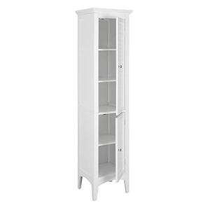 lot 6194 image: Elegant Home Fashions Glancy Linen Tower Freestanding Cabinet Tall Narrow Bathroom Kitchen Living Room Storage with 2 Shutter Doors 5 Tier Shelves, White
