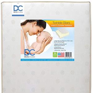 lot 6204 image: Delta Children Twinkle Stars Dual Sided Premium Recycled Fiber Core Crib and Toddler Mattress - Waterproof - Lightweight - GREENGUARD Gold Certified (NaturalNon-Toxic) - 7 Year Warranty - Made in USA