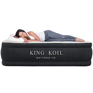 lot 26143 image: King Koil Queen Air Mattress with Built-in Pump - Best Inflatable Airbed Queen Size - Elevated Raised Air Mattress Quilt Top 1-Year Manufacturer Guarantee Included