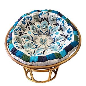 lot 26147 image: COTTON CRAFT Papasan - Polly Peacock - Blue - Overstuffed Chair Cushion, Sink into Our Thick Comfortable and Oversized Papasan, Pure Cotton Duck Fabric, Fits Standard 45 inch Round Chair