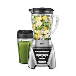 lot 26152 image: Oster Blender  Pro 1200 with Glass Jar, 24-Ounce Smoothie Cup, Brushed Nickel