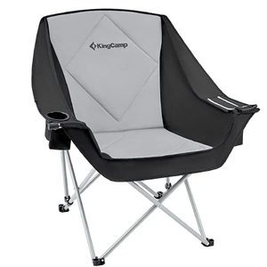 lot 26153 image: KingCamp Oversized Folding Camping Chair Heavy Duty Padded Outdoor Sofa Chair with Cooler Bag, Armrest Cup Holder and Carry Bag for Fishing, Patio Party, Lawn, Sports