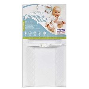 lot 26156 image: LA Baby Contoured Waterproof Diaper Changing Pad, 30 with Easy to Clean Quilted Cover - Made in USA. Non-Skid Bottom, Safety Strap, Fits All Standard Changing TablesDresser Tops, White