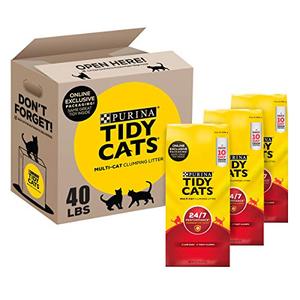 lot 26163 image: Tidy Cats Clumping Cat Litter, 247 Performance, Clay Cat Litter, Recyclable Box - (3) 13.33 lb. Bags