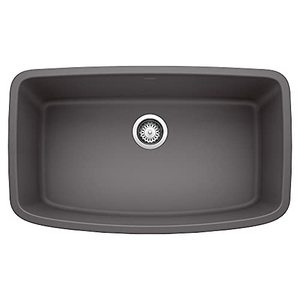 lot 26181 image: BLANCO 441611 Valea Super Undermount Single Bowl Kitchen Sink, Large, Cinder