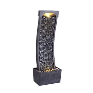 lot 26187 image: Peaktop IndoorOutdoor Stone Waterfall Water Fountain with LED Lights for Garden Patio and Deck, Gray, 13 x 8 x 37.8