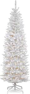 lot 36345 image: National Tree Company Pre-lit Artificial Christmas Foot Kingswood Fir White Pencil Tree, 7 ft