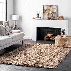 lot 36348 image: nuLOOM Hand Woven Chunky Natural Jute Farmhouse Area Rug, 3 ft x 5 ft