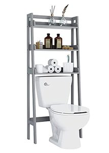 lot 36349 image: UTEX 3-Shelf Bathroom Organizer Over The Toilet, Bathroom Spacesaver (Gray)