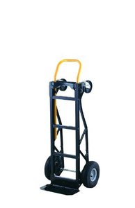 lot 36363 image: Harper Trucks 700 lb Capacity Glass Filled Nylon Convertible Hand Truck and Dolly with 10 Pneumatic Wheels , Black with yellow handle - PGDYK1635PKD