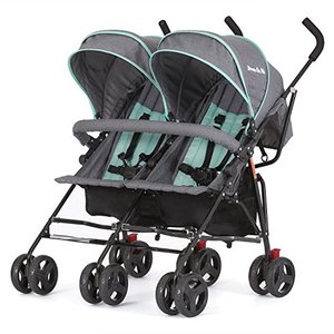lot 36366 image: Dream On Me Volgo Twin Umbrella Stroller, MintDark Grey
