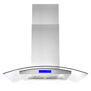 lot 36380 image: Cosmo 668ICS900 36 in. Ducted Island Range Hood with LED Lighting and Permanent Filters, Stainless Steel