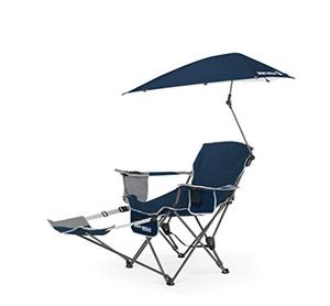 lot 36393 image: Sport-Brella 3-Position Recliner Chair with Removable Umbrella and Footrest, Midnight Blue