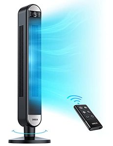 lot 36394 image: Dreo Tower Fan with Remote, 90° Oscillating Bladeless Fan, 42 Inch, Quiet with 6 Speeds, Large LED Display, Touchpad, 12H Timer, Floor Fans for Bedroom Whole Room Home Office