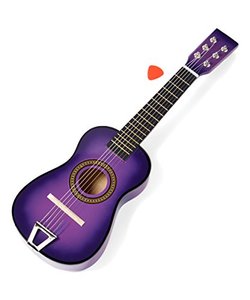 lot 36398 image: Dash Toyz Acoustic Beginners Childrens Kids 6 Stringed Toy Guitar w Guitar Pick(Color Purple)