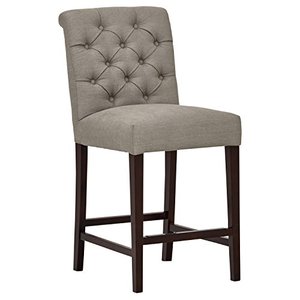 lot 36420 image: Amazon Brand �� Stone & Beam Carson Tufted High-Back Upholstered Counter-Height Kitchen Stool, 41H, Slate Grey