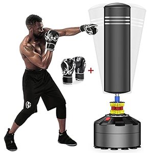 lot 36427 image: ELEMARA Freestanding Punching Bag with Boxing Gloves and Suction Cup Base for Adult Youth, Black, 69