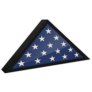 lot 36440 image: Americanflat Flag Case for Veterans - Fits a folded 3 x 5 American Military Flag - Triangle Display with Polished Plexiglass (Black)