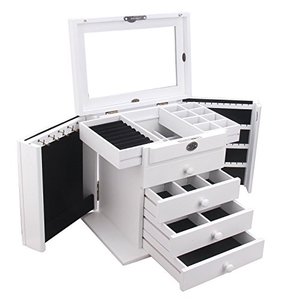 lot 36445 image: Extra Large Wooden Jewelry Box  Jewel Case Cabinet Armoire Ring Necklacel Gift Storage Box Organizer Mg002 (WHITE)