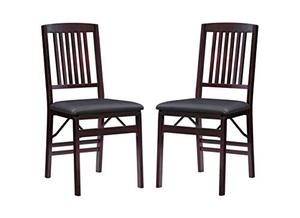 lot 36458 image: Linon Triena Mission Back Set of 2 Folding Chair, 17 w x 20 d x 36 h, Brown