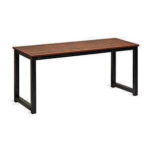 lot 36464 image: DECOHOLIC Modern Computer Desk 63 Large Workstation Office Desk Computer Table Study Writing Desk for Office Home, with Leg Bars,Industrial Style, Sandalwood Board Black Leg