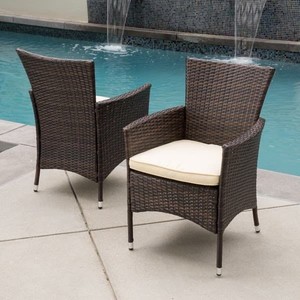 lot 1899 image: Malta Wicker Dining Chair by Christopher Knight Home (Set of 2) -Retail $207.50