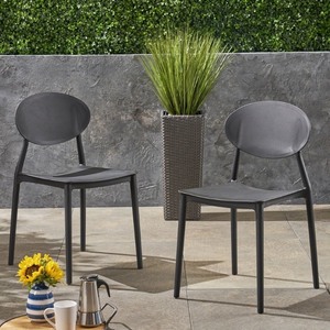 lot 1910 image: Christopher Knight Westlake Outdoor Plastic Chairs Black Set of 2 Retail $209.69