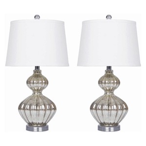 lot 1918 image: Silver Mercury Glass 23.5-inch Table Lamp (Set of 2) By Abbyson- Retail$119.99