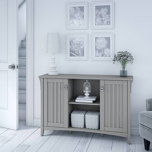 lot 1919 image: Bush Furniture Accent Storage Cabinet with Doors, Cape Cod Gray Retail $224.94