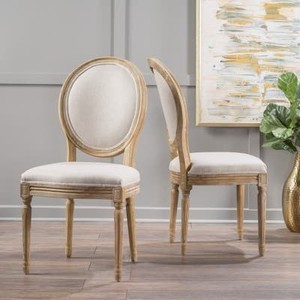 lot 1922 image: Phinnaeus French Country Fabric Dining Chairs (Set of 2) -Retail $262.99