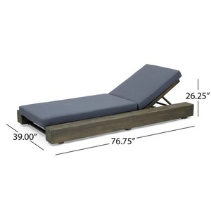 lot 1936 image: Broadway Outdoor Acacia Wood Chaise Lounge wo cushion single by Christopher Knight Home - Sandblast Gray FinishDark Gray Retail $480.49