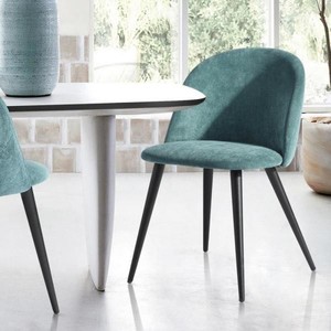 lot 1947 image: Zomba Green Velvet Fabric Dining Chairs Modern Kitchen Upholstered Side Chairs (Set of 2) -Retail $194.99