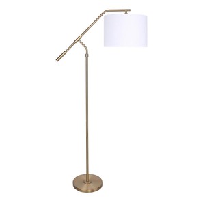 lot 1955 image: 62.5 Metal Task Floor Lamp with Slim-Line Angular Design & Linen Drum Shade Retail$108.99
