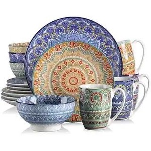 lot 1958 image: vancasso Mandala Bohemian Porcelain Dinnerware Set (Service for 4) Retail$175.99