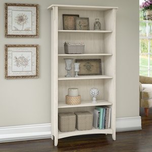 lot 1961 image: 62.95 5 Shelf Salinas Bookshelf Antique White - Bush Furniture