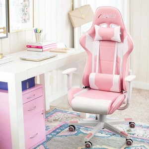 lot 1967 image: Victone Sracer Gaming Chair Comoputer Chair High Back Game Chair with Headrest and Lumbar Support -Retail $119.99