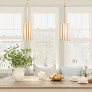 lot 1971 image: Modern Gold 1 Light Copper Cylinder Kitchen Hanging Light Retail $118.74