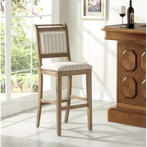lot 1977 image: Linon Home Demi Grey Striped Bar Stool Bar Height Retail $164.49