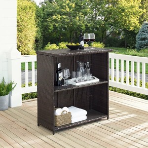 lot 1924 image: Palm Harbor Brown Wicker Outdoor Bar 44 -Retail $448.99